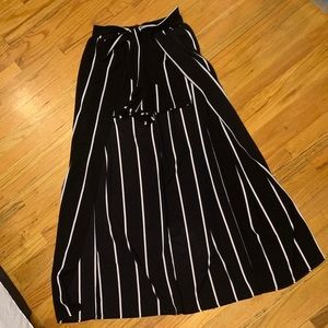 Black and white striped romper combo bottom.